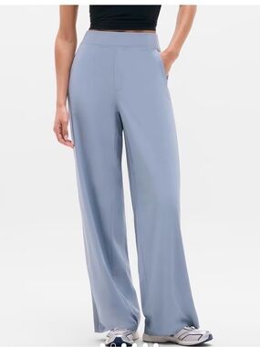 Athleta Brooklyn Wide-Leg High-Rise Pants in Dusty Blue